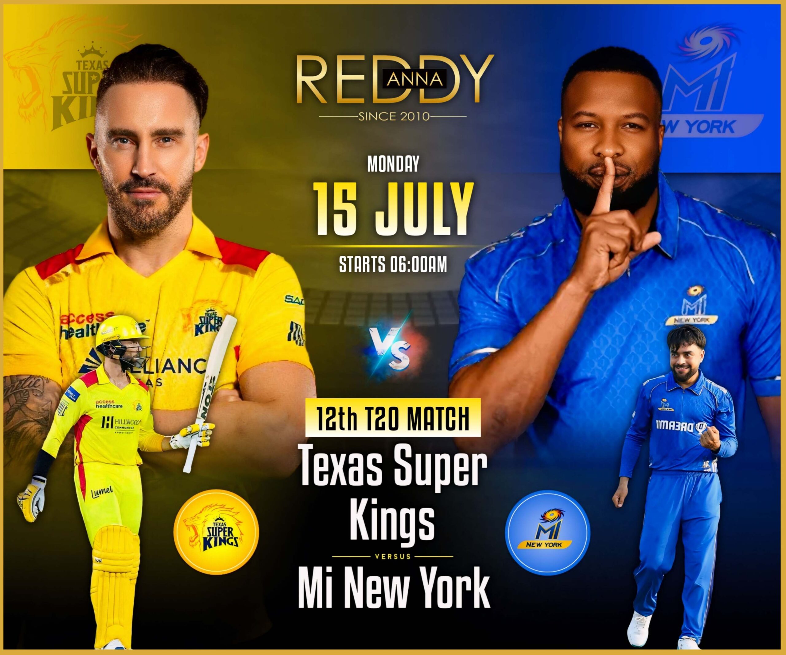 Texas Super Kings vs. MI New York in an exciting Twenty20 match: Reddy Anna